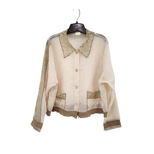 Neil & David Women's Lace Embroidered Button Front Shirt - M
